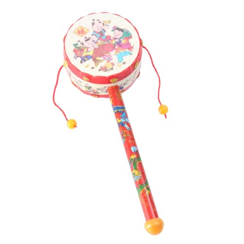 HONMEET 3St Cartoon-Musikinstrument kinderinstrumente Kinder musikinstrumente Rasselspielzeug für Babys Spielzeugtrommel Handglocke Rasseltrommel Bambus rot von HONMEET