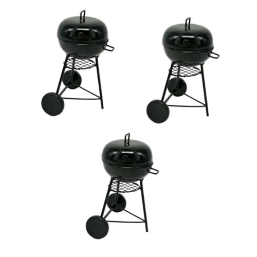 HONMEET 3St Grillverzierung aus Metall Kleiner Grill tragbar Spielzeug Brotmacher puppenhauszubehör blackh Desktop-Ornament Standfest swor ösch Noir Mini-Grill Miniatur-Bohrerfiguren von HONMEET