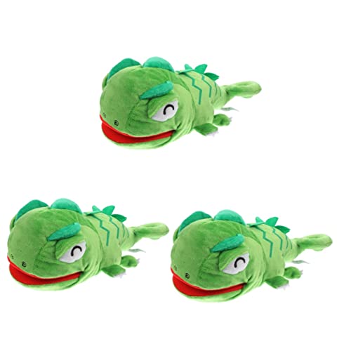 HONMEET 3St Handpuppe Eidechsenpuppe für Kinder Fingerpuppe Kinderpuppen interaktives Spielzeug kinderspielzeug Handpuppe mit beweglichem Mund Plüsch Handpuppe PP Baumwolle Green von HONMEET