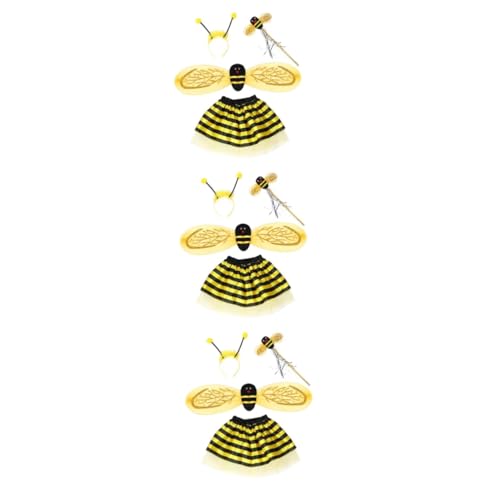 HONMEET 3St Kit mit Stirnband und Rockflügeln Gelb Mädchen Krug Bienenkostüm für Kleinkinder Bienen-Stirnband Kostüm Kind bee Costume Party-Outfits für Kinder Party-Cosplay-Kostüm Yellow von HONMEET