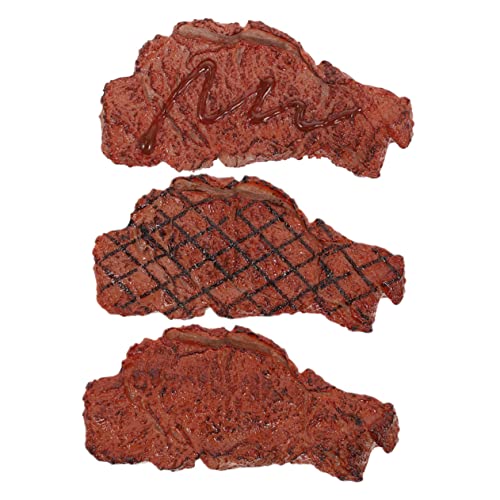 HONMEET 3St Steak-Modell runder Bilderrahmen realistisch gekochtes Fleisch künstliche Fleischrequisiten simuliertes gekochtes Fleisch Modelle künstliche Steakdekore realistisches Essen PVC von HONMEET