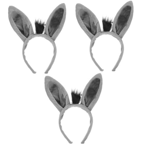 HONMEET 3st Esel Stirnband Tierische Stirnbänder Massive Eselsohren Kopf Boppers Tier Verkleiden Stirnband Mit Wolfsohren Esel-haar-accessoires Esel-kopfschmuck Esel-kostüm-ohr Kunststoff von HONMEET