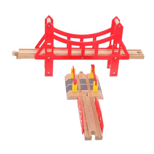 HONMEET 3st Gleisbausteine Gleiszubehör Kinderzugbrücke Lernspielzeug Eisenbahnschienen Spielzeug Puzzle-zubehör Bahnschienen Bauen Blöcke Zusammen Hobby-Spielzeug Trainieren Holz von HONMEET