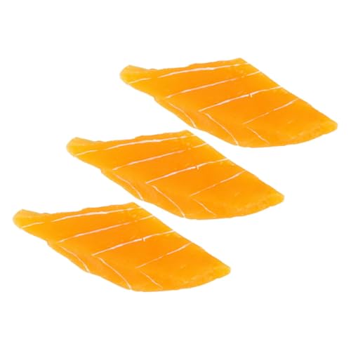 HONMEET 3st Simulation Lachs Simulationsfleisch Tischdekoration Lachsscheiben-Modelle Falsches Lachs-Sushi Simulation Von Sushi-Essen Gefälschte Lachsscheiben Falsches Fleisch PVC von HONMEET