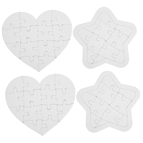 HONMEET 4 Sätze Puzzle Zum Ausmalen Leere Rätsel Leeres Puzzle DIY-rätsel Leere Puzzles Zum Dekorieren Benutzerdefiniertes DIY-Puzzle Weiße Rätsel Bastelt Rätsel Sternförmige Rätsel Papier von HONMEET