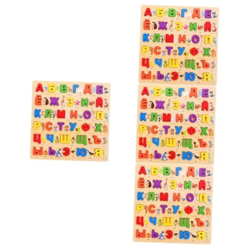 HONMEET 4 Sätze Russisches Rätsel Puzzle Für Kinder Lernpuzzle Für Kleinkinder Alphabet-Puzzle-Brett Russisches Buchstabenrätsel Buchstabenblöcke Puzzle-Spielzeug Kleinkind Spielzeug Holz von HONMEET