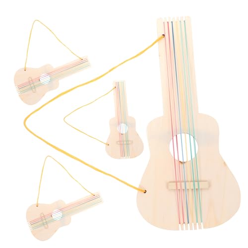 HONMEET 4 Sätze kinderinstrumente Kinder musikinstrumente DIY Leere Gitarre unvollendete, unlackierte Gitarre Kinderspielzeug unvollendete Holzgitarre DIY unlackierte Holzgitarre von HONMEET