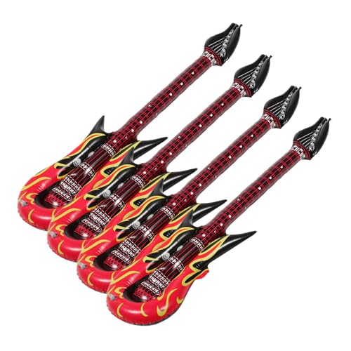 HONMEET 4 Stück Aufblasbare Gitarre Gitarren-bass-Spielzeug Kinderhandwerk Künstliche Gitarre Gefälschte Gitarre Aufblasbare Trompete Aufblasbare E-Gitarre Musikalisches Spielzeug PVC von HONMEET