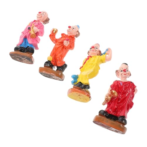 HONMEET 4 Stück Clown-Ornamente Clown Figuren Clown-Zubehör Mini-Clown-Figuren Clown- Sandkastendekoration Bonsai-Cartoon-Clown Garten-Landschafts-Clown Miniaturstatue Clownfigur Harz von HONMEET