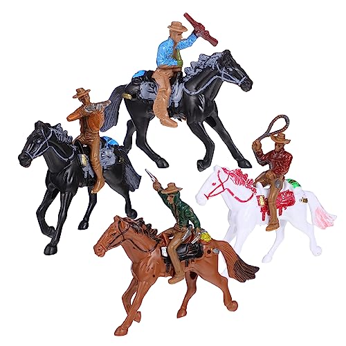 HONMEET 4 Stück Cowboy-Reitmodell Modell Spielzeug Reitfiguren Spielzeug Sandtischspielzeug Miniaturfiguren Spielset Kinderspielzeug Spielzeug für Kinder Spielzeuge Modelle Plastikmodell von HONMEET