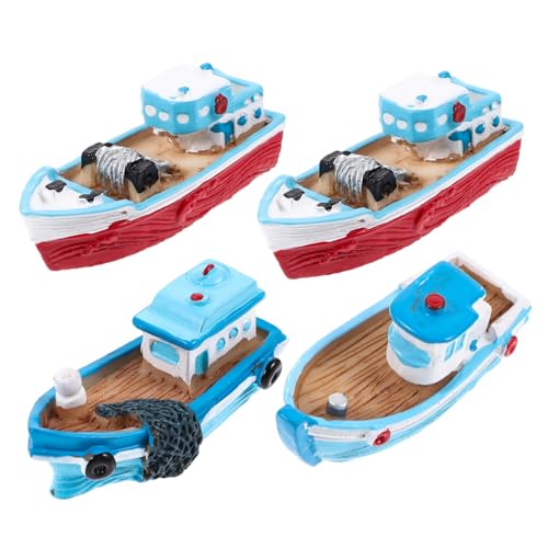 HONMEET 4 Stück Fischerbootverzierungen Winziger Strand Spielzeug Für Den Strand Modell Eines Hochseefischerboots Spielzeugboot Wassertischspielzeug Mini-Spielzeug Nautisch Miniaturen Harz von HONMEET