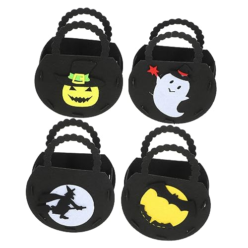 HONMEET 4 Stück Geister-Süßigkeiten-Eimer Halloween-Süßigkeitshalter Kürbis-Süßigkeiten-Tasche halloween tasche halloween bag Halloween-Tasche Festival-Geschenktüte Filzstoff Black von HONMEET