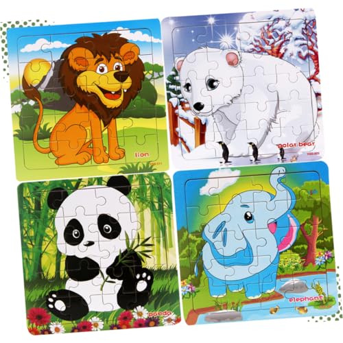 HONMEET 4 Stück Holz Puzzle Spielzeug Kinder Lernspielzeug Puzzle Spielzeug Cartoon Waldtiere Puzzle Spielzeug (, Elefant, Eisbär, Panda) von HONMEET