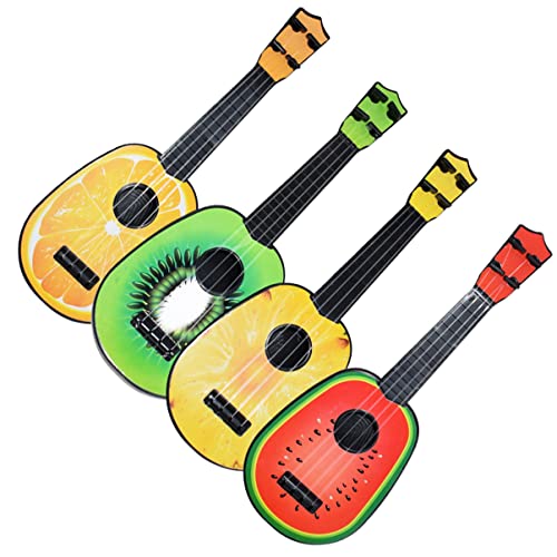 HONMEET 4 Stück Musical Toy Instruments kinderinstrumente Fruchtform Gitarrenset Musikalisches Holzimitationsspielzeug spielzeuge spielsachen Obst Gitarre Mini-Obstinstrumente von HONMEET