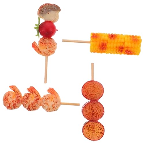 HONMEET 4 Stück Simulierte Grillspieße Food-Foto-Requisiten Küche Food-Modell Lebensmittel-Requisite zur Schau Stellen simuliertes Essen Grillgutmodell lebensechtes Lebensmittelmodell PVC von HONMEET