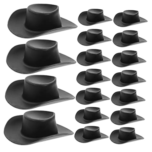 HONMEET 40St Mini-Cowboyhut schwarzer Cowboyhut Cowboyhut-Dekorationen Puppe Cowboyhut kleine Hütchen zum Basteln Kinder Spielzeug Toys Minihüte zum Basteln Miniaturhut Plastik Black von HONMEET