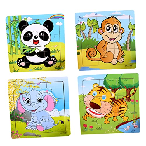 HONMEET 5 Stück Holzpuzzlespielzeug Lustiges Puzzlespielzeug DIY Handmade Crafts Lernspielzeug Für Kinder Kinder (Elefant + Tiger + Panda + + Schmetterlingsmuster) von HONMEET