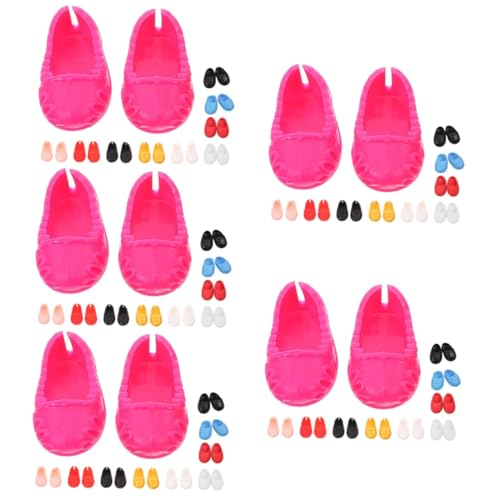 HONMEET 50 Paar Schuhe Anziehschuhe für Mädchenpuppen Puppenschuhe Mini-Kleiderschuhe Mini Puppen Schuhe Dekorative Puppen Schuhe Mikro-Landschafts-Requisiten Miniatur-Plastikschuhe von HONMEET