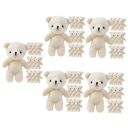 HONMEET 50 Stück Mini-Bär kuschelbären Little Bear plüschbär Mini teddybären Abschluss-Stofftier Mini-Plüsch-Gelenkbär Bär Ornament Spielzeug Bärenspielzeug aus Stoff PP Baumwolle Beige von HONMEET