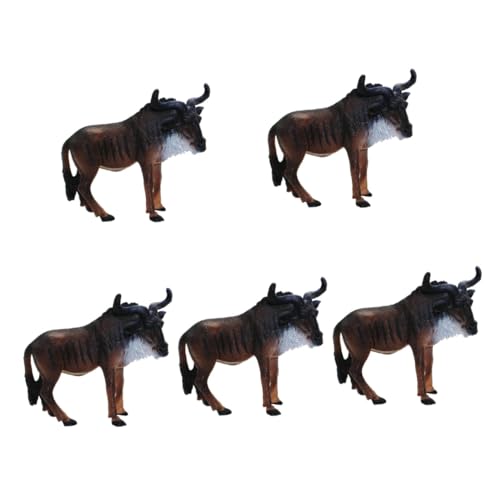 HONMEET 5St Afrikanisches GNU-Modell Tierwelt Wildtierfiguren Spielzeug maßstabsgetreue Modelltiere Gnus nachgeahmte GNU-Modelle GNU-Dekoration für Kinder Haushaltsdekorationen PVC von HONMEET