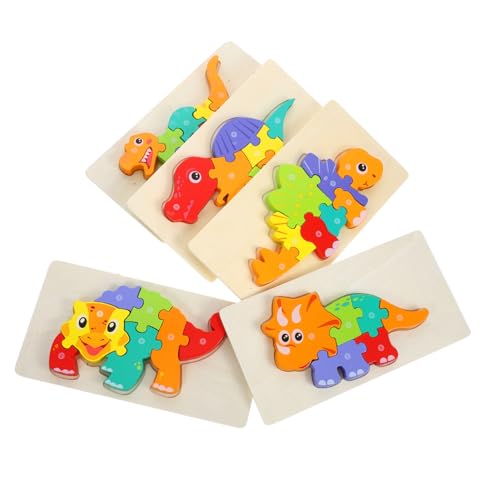 HONMEET 5st Dinosaurier-Puzzle Kleinkindspielzeug Formen-Puzzle Für Kinder Puzzle Formen Lernpuzzle Für Kleinkinder Buntes Puzzle Für Kleinkinder Puzzle-Brett -Puzzle Lernrätsel Holz von HONMEET