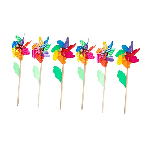 HONMEET Windrad Klein 6er Set Bunte Windmühlen Für 18cm DIY Handheld Pinwheels Für Gartenpartys Geburtstagsgeschenke Und Outdoor Dekoration Windrad von HONMEET