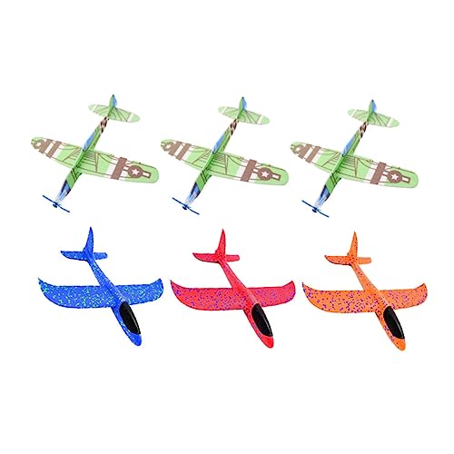 HONMEET 6er Set Handwurf Gleiter Bunte Schaumstoffflugzeuge Für Kreative Geschenkidee Mit 3 Großen Und 3 Kleinen Modellen Ideal Für Drinnen Und Draußen von HONMEET