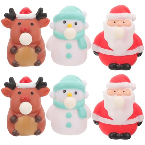 HONMEET 6 Stück Quetschspielzeuge Weihnachtsstrumpffüller Weihnachtsdekompressionsspielzeug Weihnachtsquetschpuppen Rentierfiguren Lustiges Quetschspielzeug Langsam Steigendes von HONMEET