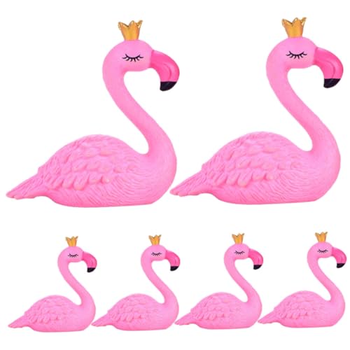 HONMEET 6St Flamingo-Dekoration büro Dekoration Office Decoration perrücke pink zulunft pink Bonsai-Miniaturfiguren Bonsai-Tiere Mini-Flamingo-Statue Cartoon-Flamingo-Figuren PVC Rosa von HONMEET