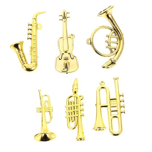 HONMEET 6St Kleiner Instrumentensatz bastelmaterial für Kinder bastelsets für Kinder 1:12 Musikinstrument Miniatur-Saxophon Mini-Hausdekoration Puppenhausinstrumente Plastik Golden von HONMEET