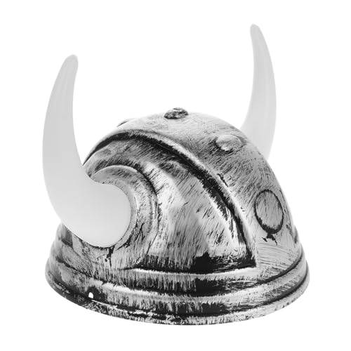 HONMEET Anziehhut Kostüm Hüte Wikingerhut mit Hörnern Mittelalterlicher Wikingerhelm Hut mit Horn Wikinger-Krieger-Helm dekorative Karnevalshüte Wikingerkostüm Festivalhut Plastik Silver von HONMEET