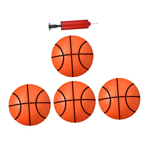 HONMEET Basketballkorb Kinder Kleine Bälle Für Kinder 4er Set Aufblasbare Basketballspielzeuge Für PVC Basketballbälle Zufälligen Farben 1 Aufblasgerät Ideales Für Drinnen Und Draußen von HONMEET