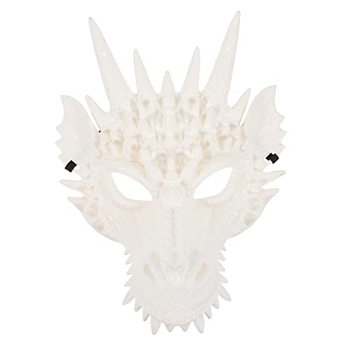 HONMEET Drachenmaske besonderer Look Männer Maske gefälschte Maske Hundemaske Drachenkopfmasken Wolf Karnevalspartymaske Halbmaske maskerade maske herren tierische Maske Plastik Weiß von HONMEET