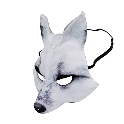 HONMEET Halbgesichtsmaske Aus EVA Tierdesign Kostümzubehör Für Halloween Karneval Und Maskerade Unisex Weiß Ideal Für Cosplay Und Festliche Anlässe von HONMEET