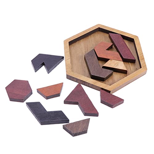 HONMEET Hexagon Tangram Holzpuzzle Kreatives Denkspiel Für Lernspielzeug Zur Von Logik Und Konzentration Ideal Für Kleinkinder Und Vorschulkinder von HONMEET