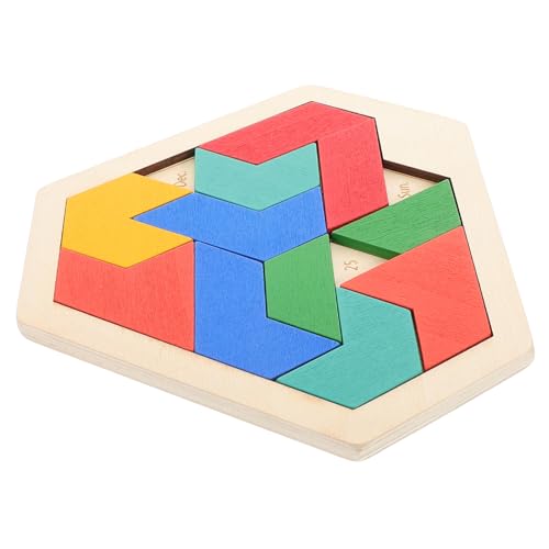 HONMEET Holz Sechseck Puzzle Für Und Erwachsene Form Muster Block Tangram Denkaufgabe Geometrie Logik Iq Spiel Stiel Montessori Lernspielzeug von HONMEET