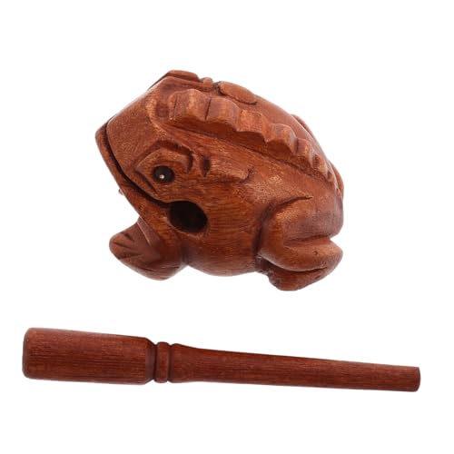 HONMEET Holzfrosch Guiro Raspel Schlaginstrument Tonblock Holz Glücksfrosch Tierfigur Handarbeit Musikinstrumente von HONMEET