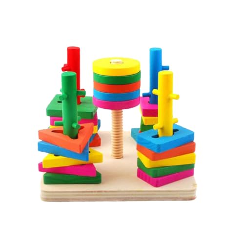 HONMEET Holzspielzeug Geometrische Formen Lernspielzeug für Teiliges Bunter Geometrischer Bausteine zur Farberkennung und Kognitiven Entwicklung Pädagogisches Montessori für Mädchen und HONMEET Holzspielzeug Geometrische Formen Lernspielzeug für Teiliges Bunter Geometrischer Bausteine zur Farberkennung und Kognitiven Entwicklung Pädagogisches Montessori für Mädchen und von HONMEET