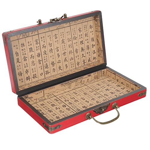 HONMEET Kasten Aufbewahrungsboxen Mahjong-Fliesen Mahjong-Spiel Mahjong-Container Mahjong-aufbewahrungskoffer Mahjong-zubehör Retro-Mahjong-Fall Mahjong-Halter Mahjong-Matte Hölzern von HONMEET