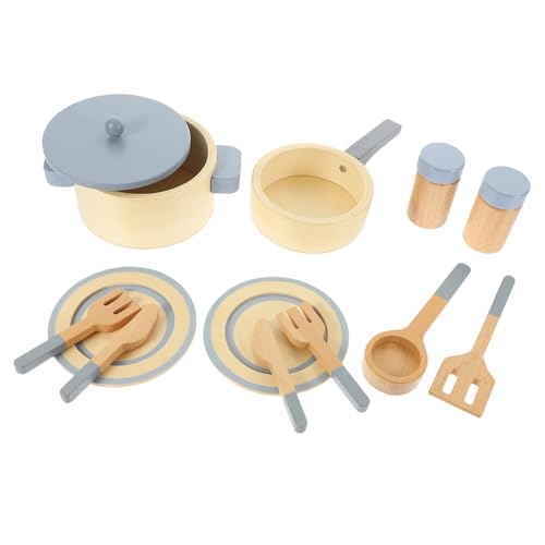 HONMEET Kochgeschirr Set Aus Holz Für Kinder Küchen Spielset Rollenspiel Kochgeschirr Set Spielhaus Requisiten Küche Zubehör Spielzeug Holz Geschirr Und Utensilien von HONMEET