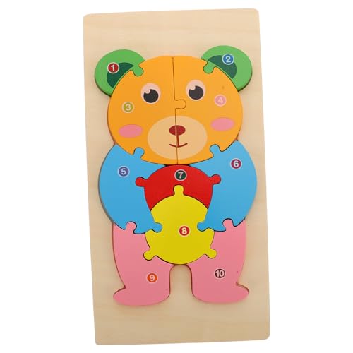 HONMEET Kognitives dreidimensionales Puzzle Tierlernpuzzle Kaninchen Kinder sicherheitsleine tierpuzzle Kleinkind-Puzzle Hasenspielzeug Puzzle-Block in Bärenform Cartoon-Puzzle-Spielzeug von HONMEET