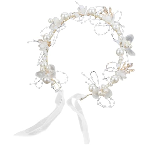 HONMEET Kranz Tiara Perlenstirnband Hochzeitshaarschmuck für Kinder Hochzeits-Diamant-Stirnband Blumenstirnband Hochzeit Stirnband Blumenmädchen Haarschmuck für die Hochzeit ， von HONMEET