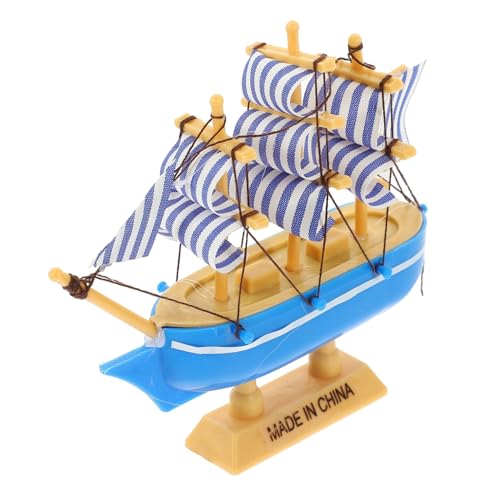 HONMEET Mini-segelboot-modelldekoration Modelle Von Segelschiffen Segelboot Modell Dekoration Segelboot-figur Mittelmeer Segelboot-ornament Mini-boot-figur Schiff Segelboot Hölzern Blue von HONMEET