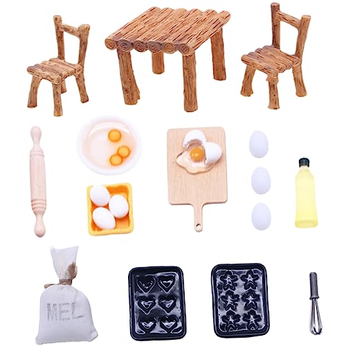 HONMEET Puppenhaus Zubehör Deko Möbelverzierungen Aus Holz Set Mit 1 Mini Stuhl Und Mini Für Puppenhaus Realistische Holzdeko Und Lebensmittelmodelle Für Kreative Spielwelten von HONMEET