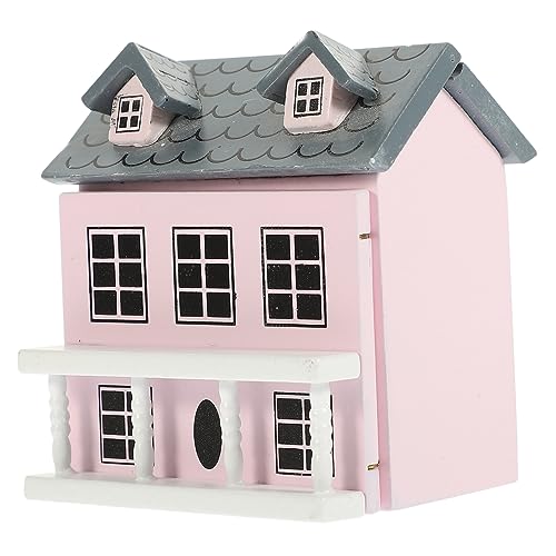 HONMEET Miniaturhaus Mini Villa Ornament Aus Dekorative Holzvilla Für Puppendekoration Inkl Zubehör Wie Holzkühlschrank Und Nähmaschine Perfekt Für Puppenhaus Geburtstagsdeko von HONMEET