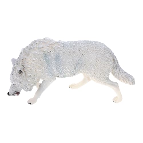 HONMEET Nordamerikanisches Braunes Wolfsmodell Tiere Spielzeug Figuren Für Kleinkinder Mini-Wolf-skulptur Wolf-sammelfiguren Wolf Ornament Für Kinder Tiermodell Wildtierfigur Abs Weiß von HONMEET