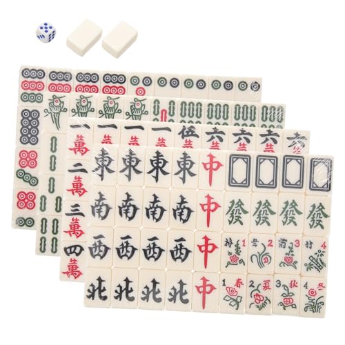 HONMEET Praktisches Schachbrett Harz Camping Reise Chinesisches mit Spielset Spielzeug Reisen Mahjong Reisebrettspiele Komplettes Würfeln von HONMEET