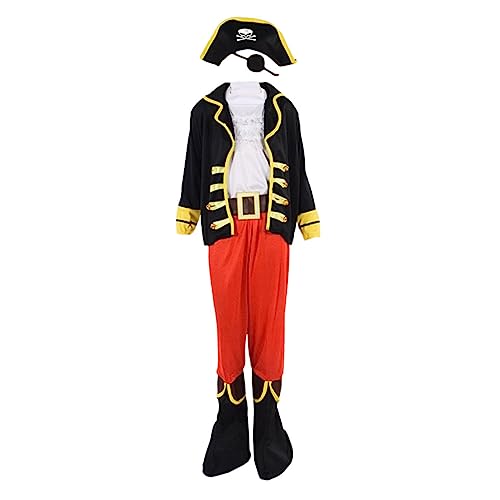 HONMEET Set Piratenkostüm Für Kinder XL Inkl Piratenhut Halloween Maskerade Kostüm Für Jungen Ideal Für Piratenpartys Und Karneval Authentischer Look Für Kleine Freibeuter von HONMEET