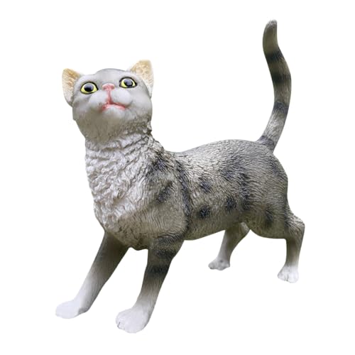 HONMEET Simulation Haustier Katze Dekorative Tierskulptur Pädagogisches Katzenmodell Für Kinder Mini-katzenverzierung Desktop-tierstatuen Miniaturdekoration Lernspielzeug Plastik Dark Grey von HONMEET