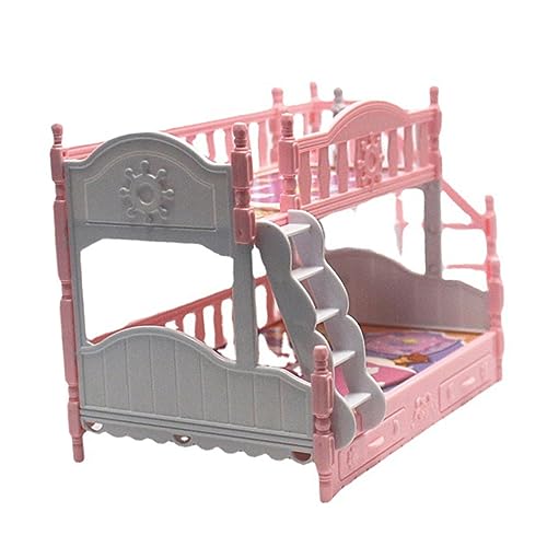 HONMEET Simulationsbett stockbett bunk Bed Dollhouse Furniture puppenbett etagenbett Puppenhausmöbel-Spielset Minispielzeug für Mädchen Mini-Hausversorgung Miniaturmöbel Plastik Rosa von HONMEET